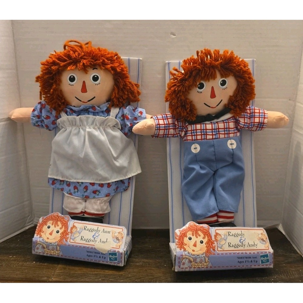 Vtg 1996 Hasbro Raggedy Ann & Andy 12" Plush Doll Pair 70101 70103 New